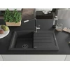 Granitinė virtuvinė plautuvė Mexen Bruno su maišytuvu ir sifonu, Juodas granite+Juodas/Chrome