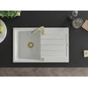 Granitinė virtuvinė plautuvė Mexen Bruno su sifonu, Baltas+Gold, 795 x 495 mm