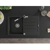 Granitinė virtuvinė plautuvė Mexen Bruno su maišytuvu ir sifonu, Metallic juodas/sidabrinis+Juodas/Chrome