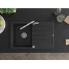 Granitinė virtuvinė plautuvė Mexen Bruno su maišytuvu ir sifonu, Metallic juodas/sidabrinis+Chrome