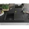 Granitinė virtuvinė plautuvė Mexen Bruno su maišytuvu ir sifonu, Metallic juodas/sidabrinis+Juodas/Gold