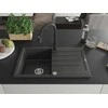 Granitinė virtuvinė plautuvė Mexen Bruno su maišytuvu ir sifonu, Juodas granite+Juodas