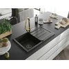Granitinė virtuvinė plautuvė Mexen Bruno su maišytuvu ir sifonu, Metallic juodas/auksinis+Gold