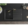 Granitinė virtuvinė plautuvė Mexen Bruno su maišytuvu ir sifonu, Juodas granite+Juodas/Gold