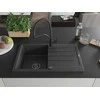Granitinė virtuvinė plautuvė Mexen Bruno su maišytuvu ir sifonu, Juodas granite+Juodas