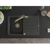 Granitinė virtuvinė plautuvė Mexen Bruno su maišytuvu ir sifonu, Juodas granite+Juodas/Gold