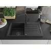 Granitinė virtuvinė plautuvė Mexen Bruno su maišytuvu ir sifonu, Metallic juodas/sidabrinis+Juodas
