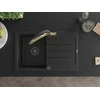 Granitinė virtuvinė plautuvė Mexen Bruno su maišytuvu ir sifonu, Metallic juodas/sidabrinis+Juodas/Gold