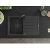 Granitinė virtuvinė plautuvė Mexen Bruno su maišytuvu ir sifonu, Juodas granite+Juodas
