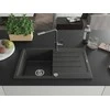 Granitinė virtuvinė plautuvė Mexen Bruno su maišytuvu ir sifonu, Juodas granite+Juodas granite/Chrome