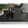 Granitinė virtuvinė plautuvė Mexen Bruno su maišytuvu ir sifonu, Metallic juodas/auksinis+Gold