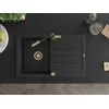 Granitinė virtuvinė plautuvė Mexen Bruno su maišytuvu ir sifonu, Metallic juodas/sidabrinis+Juodas/Gold