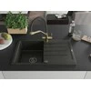Granitinė virtuvinė plautuvė Mexen Bruno su maišytuvu ir sifonu, Metallic juodas/auksinis+Juodas/Gold