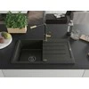 Granitinė virtuvinė plautuvė Mexen Bruno su maišytuvu ir sifonu, Metallic juodas/auksinis+Juodas/Gold