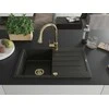 Granitinė virtuvinė plautuvė Mexen Bruno su maišytuvu ir sifonu, Metallic juodas/auksinis+Gold
