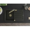 Granitinė virtuvinė plautuvė Mexen Bruno su maišytuvu ir sifonu, Metallic juodas/auksinis+Juodas/Gold