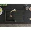 Granitinė virtuvinė plautuvė Mexen Bruno su maišytuvu ir sifonu, Metallic juodas/auksinis+Gold