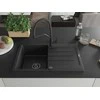 Granitinė virtuvinė plautuvė Mexen Bruno su maišytuvu ir sifonu, Metallic juodas/sidabrinis+Juodas