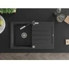 Granitinė virtuvinė plautuvė Mexen Bruno su maišytuvu ir sifonu, Juodas granite+Juodas/Chrome