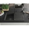 Granitinė virtuvinė plautuvė Mexen Bruno su maišytuvu ir sifonu, Juodas granite+Juodas
