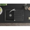 Granitinė virtuvinė plautuvė Mexen Bruno su maišytuvu ir sifonu, Juodas granite+Chrome