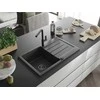 Granitinė virtuvinė plautuvė Mexen Bruno su maišytuvu ir sifonu, Juodas granite+Juodas