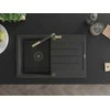 Granitinė virtuvinė plautuvė Mexen Bruno su maišytuvu ir sifonu, Juodas granite+Juodas granite/Gold