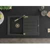 Granitinė virtuvinė plautuvė Mexen Bruno su maišytuvu ir sifonu, Juodas granite+Juodas granite/Gold