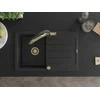 Granitinė virtuvinė plautuvė Mexen Bruno su maišytuvu ir sifonu, Metallic juodas/sidabrinis+Juodas/Gold