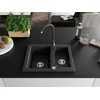 Granitinė virtuvinė plautuvė Mexen Carlos su maišytuvu ir sifonu, Juodas granite