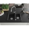 Granitinė virtuvinė plautuvė Mexen Carlos su maišytuvu ir sifonu, Metallic juodas/sidabrinis+Chrome