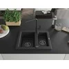 Granitinė virtuvinė plautuvė Mexen Carlos su maišytuvu ir sifonu, Metallic juodas/sidabrinis+Juodas