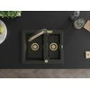 Granitinė virtuvinė plautuvė Mexen Carlos su maišytuvu ir sifonu, Metallic juodas/auksinis+Juodas/Gold
