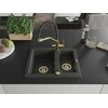 Granitinė virtuvinė plautuvė Mexen Carlos su maišytuvu ir sifonu, Juodas granite+Juodas/Gold