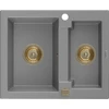 Granitinė virtuvinė plautuvė Mexen Carlos su sifonu, Pilkas+Gold, 582 x 475 mm