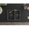 Granitinė virtuvinė plautuvė Mexen Carlos su maišytuvu ir sifonu, Juodas granite+Juodas/Gold