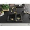 Granitinė virtuvinė plautuvė Mexen Carlos su maišytuvu ir sifonu, Metallic juodas/sidabrinis+Gold