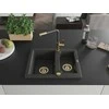 Granitinė virtuvinė plautuvė Mexen Carlos su maišytuvu ir sifonu, Juodas granite+Juodas/Gold