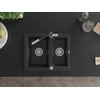 Granitinė virtuvinė plautuvė Mexen Carlos su maišytuvu ir sifonu, Metallic juodas/sidabrinis+Juodas/Chrome