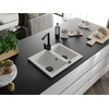 Granitinė virtuvinė plautuvė Mexen Carlos su maišytuvu ir sifonu, Baltas+Juodas