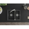Granitinė virtuvinė plautuvė Mexen Carlos su maišytuvu ir sifonu, Juodas granite+Chrome