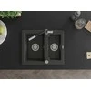 Granitinė virtuvinė plautuvė Mexen Carlos su maišytuvu ir sifonu, Juodas granite+Juodas/Chrome