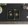 Granitinė virtuvinė plautuvė Mexen Carlos su maišytuvu ir sifonu, Metallic juodas/auksinis+Juodas/Gold