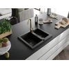 Granitinė virtuvinė plautuvė Mexen Carlos su maišytuvu ir sifonu, Metallic juodas/auksinis+Gold