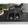 Granitinė virtuvinė plautuvė Mexen Carlos su maišytuvu ir sifonu, Metallic juodas/sidabrinis+Chrome