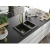 Granitinė virtuvinė plautuvė Mexen Carlos su maišytuvu ir sifonu, Metallic juodas/sidabrinis+Gold