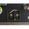 Granitinė virtuvinė plautuvė Mexen Carlos su maišytuvu ir sifonu, Metallic juodas/sidabrinis+Juodas/Gold
