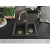 Granitinė virtuvinė plautuvė Mexen Carlos su maišytuvu ir sifonu, Juodas granite+Gold