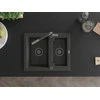 Granitinė virtuvinė plautuvė Mexen Carlos su maišytuvu ir sifonu, Juodas granite+Juodas/Chrome