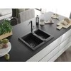 Granitinė virtuvinė plautuvė Mexen Carlos su maišytuvu ir sifonu, Metallic juodas/sidabrinis+Juodas/Chrome